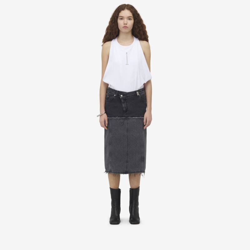 Alexander McQueen Women's Black Two-tone Denim Skirt - 10 (Cotton)